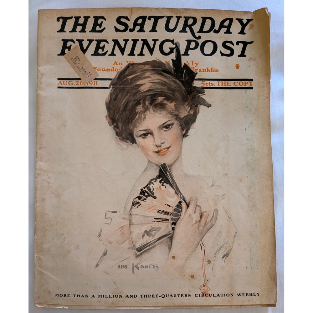 August 1911 Saturday Evening Post The Kinneys Cover Wrigley Gum American Life